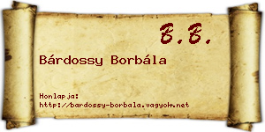 Bárdossy Borbála névjegykártya