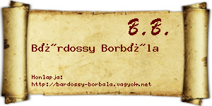 Bárdossy Borbála névjegykártya